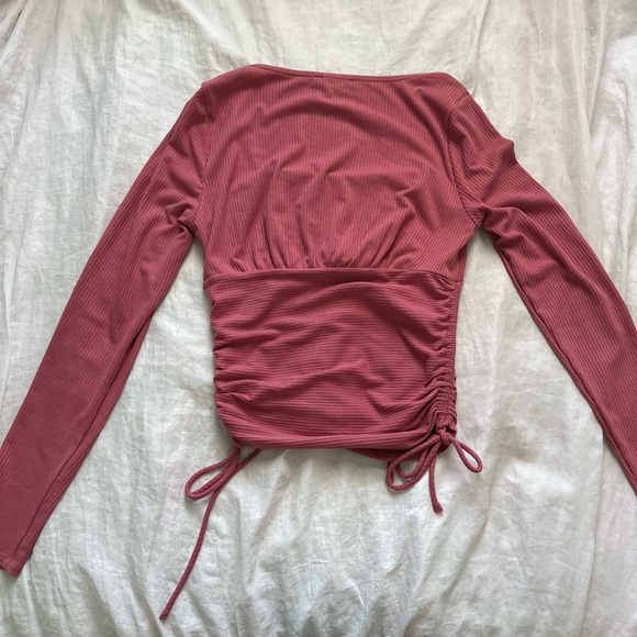 F21 Pink Ruched Long Sleeve Blouse - Picture 4 of 5